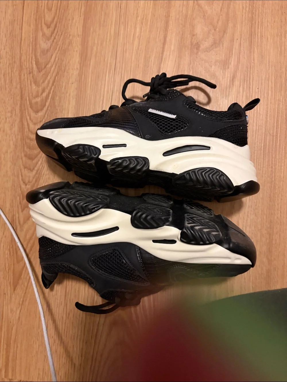 Steve Madden Black Mesh & Cream-White Chunky Sneakers